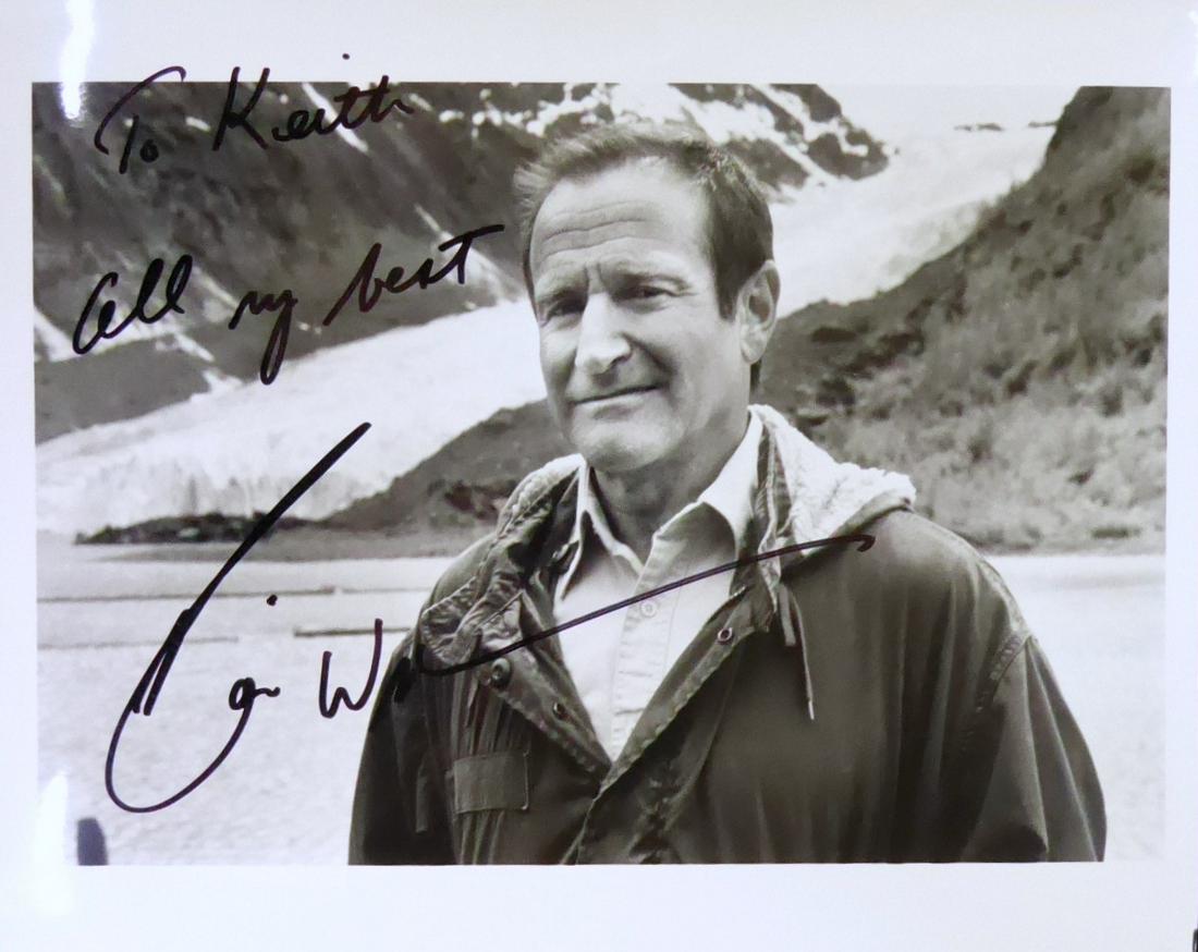 Comic, Actor ROBIN WILLIAMS - Photo: Robin Williams. 10” x 8” black and white photograph signed, “To Keith All my best Robin Williams”.