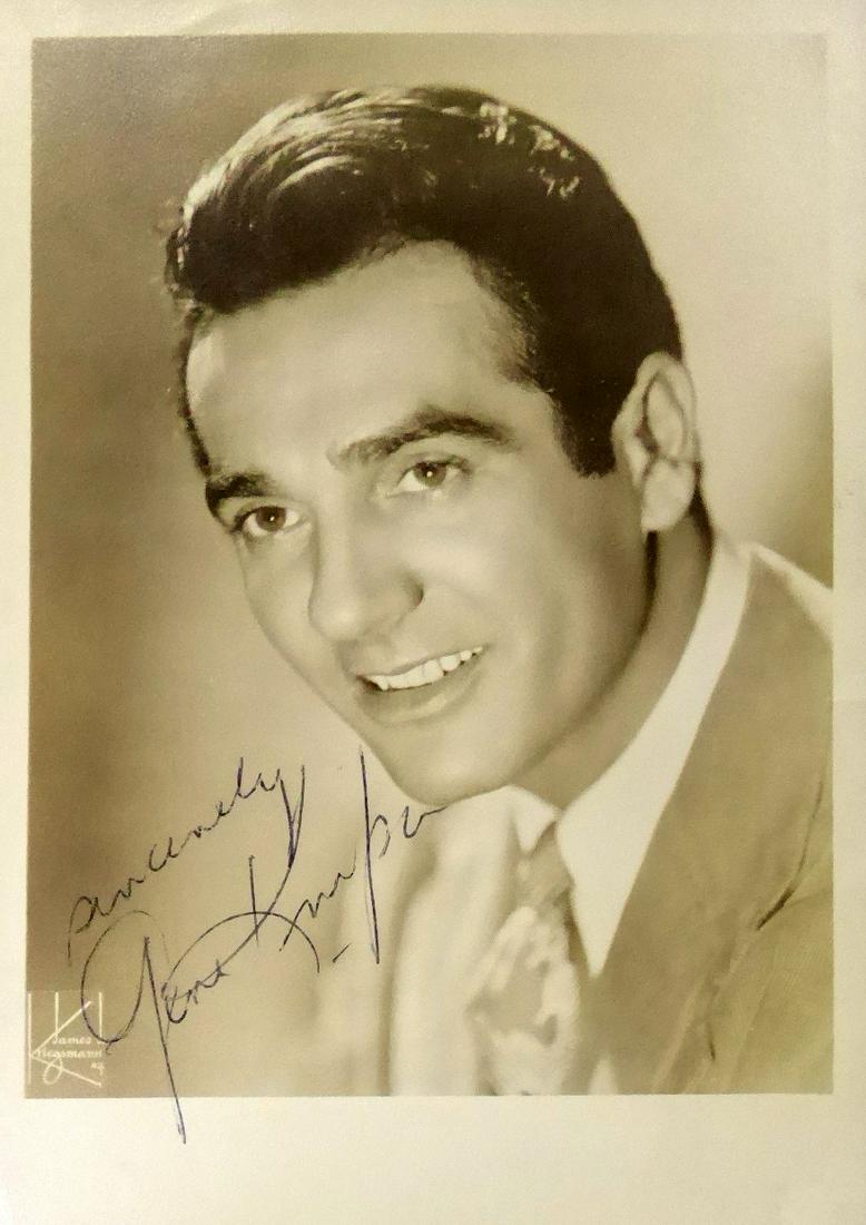 Jazz Drummer GENE KRUPA - Photo: Gene Krupa (1909-1973) Jazz drummer, bandleader. Krupa was known for his energetic style and showmanship. His drum solo on "Sing, Sing, Sing" (1937) elevated the role of the drummer from an accompanyi