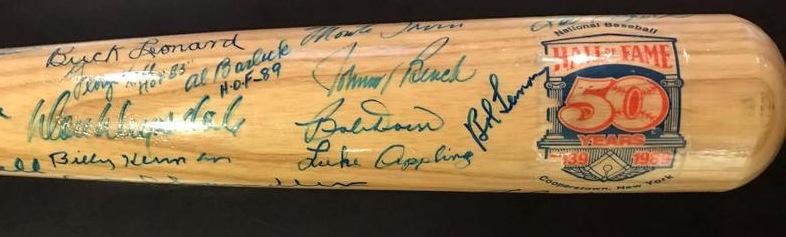 HALL of FAME - Signed Bat 49 Signers: Hall of Fame – Signed Bat. 101. Amazing Multi Signed Baseball Bat by Forty Nine Hall of Fame Legends Including: Juan Marichal, Fergie Jenkins, Leon Day, Reggie Jackson, Gaylord Perry, Ted Williams, 