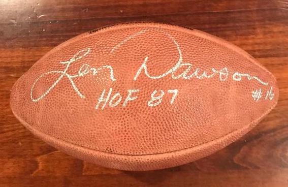 Chiefs LEN DAWSON - Jr Football: Leonard Ray Dawson (born June 20, 1935) He was inducted into the Football Hall of Fame in 1987. Signed NFL Official Junior football. He has also included his number 16 and HOF 87.
