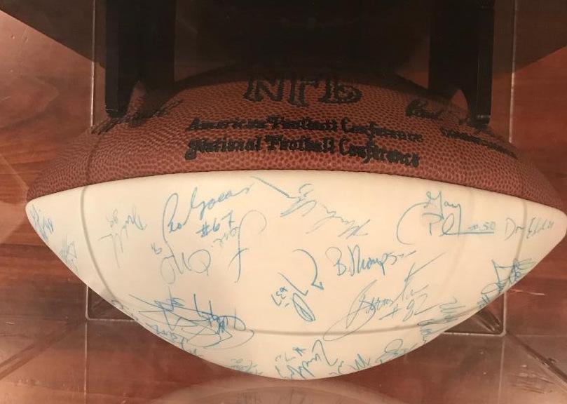1990 SAN DIEGO CHARGERS - Team Signed Football: 1990 San Diego Charger Signed Official NFL White Panel Ball. There are over forty signatures on the ball. Identified signatures include:Martin Bayless, Rod Bernstine, Richard Brown, Marion Butts, John