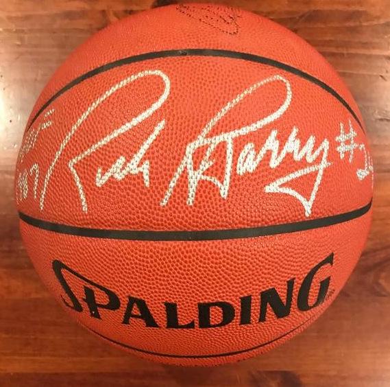 RICK BARRY - NBA Basketball: Richard Francis Dennis Barry III (born March 28, 1944) In 1987, Barry was inducted into the Naismith Memorial Basketball Hall of Fame. Signed League Official David Stern ball with HOF 1987 and his #