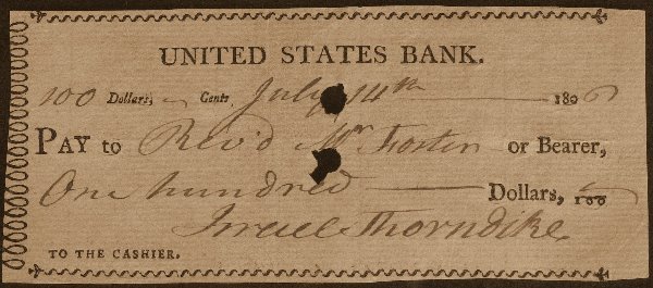 Merchant ISRAEL THORNDIKE - Check Written & Signed