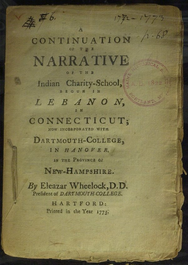 DARTMOUTH COLLEGE - 1773 Booklet *RARE*