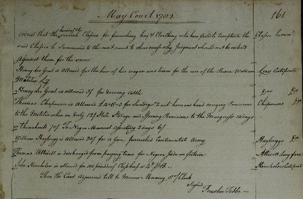 Maryland Slavery May, 1782 - "Taxes on Negroes"
