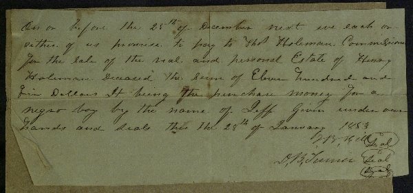 Tennesee Court Order - "Purchase…for a Negro boy…."