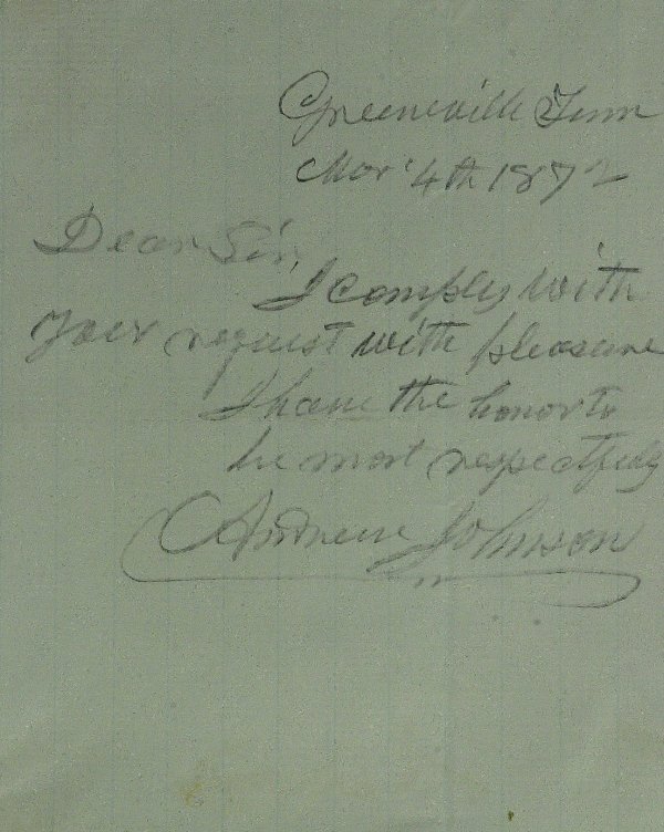 President ANDREW JOHNSON - Autograph Ltr Signed