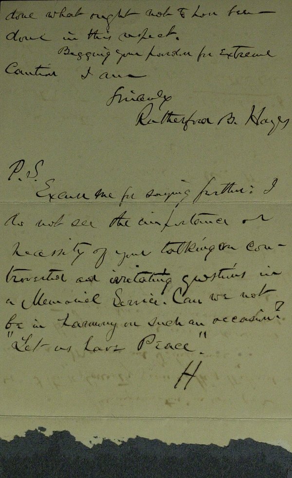 Pres RUTHERFORD B HAYES - Autograph Ltr Signed - 2