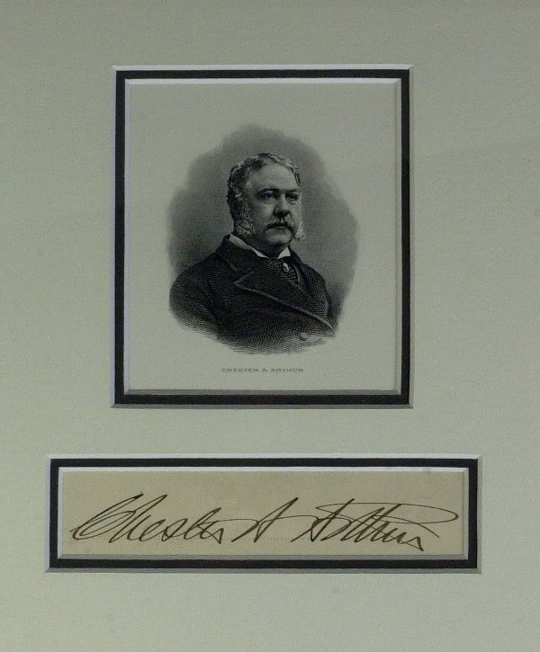 Pres CHESTER A ARTHUR - Cut Signature, Framed