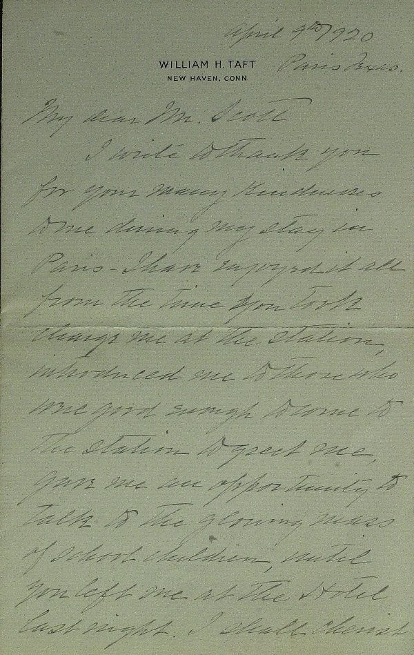 Pres WILLIAM HOWARD TAFT - Autograph Ltr Signed