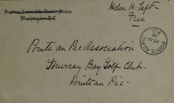 First Lady HELEN TAFT- Illegal Free Frank Signature