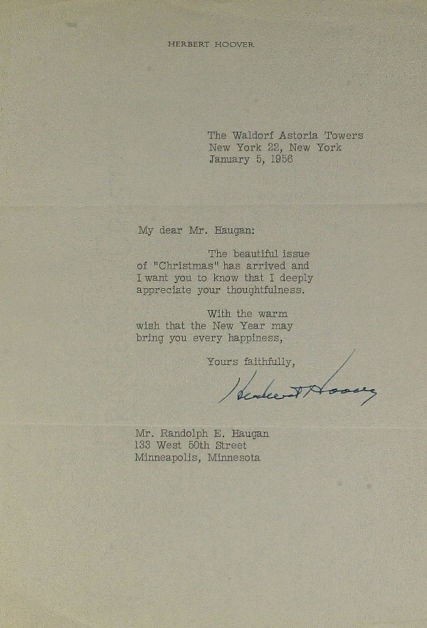 President HERBERT HOOVER - Typed Ltr Signed