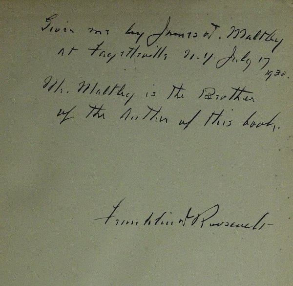 Pres FRANKLIN D ROOSEVELT -Book from Library Signed - 2