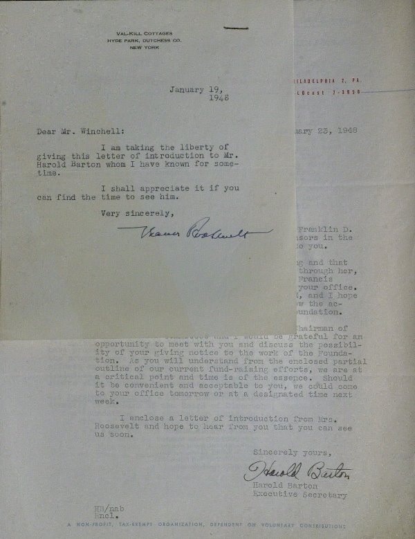 First Lady ELEANOR ROOSEVELT - Typed Ltr Signed