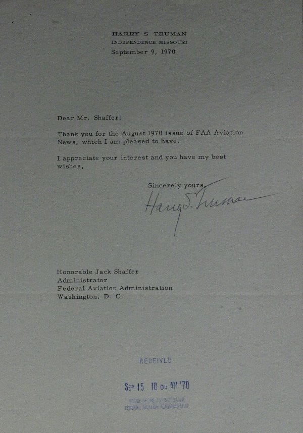 Pres HARRY S TRUMAN- Typed Ltr Signed with Photo