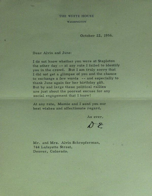 Pres DWIGHT EISENHOWER - 1956 Typed Ltr Signed
