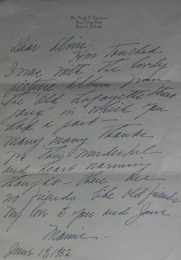 First Lady MAMIE EISENHOWER - Autograph Ltr Signed