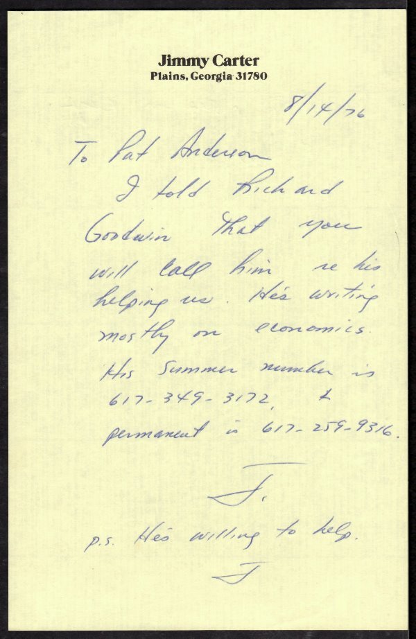 President JIMMY CARTER - Autograph Ltr Signed