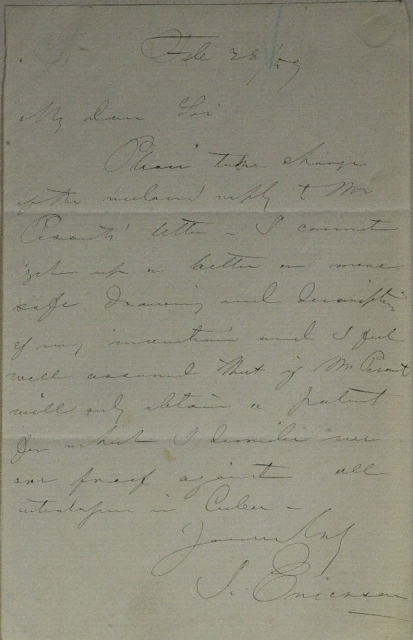IroncladDesignerJOHN ERICSSON-Autograph Ltr Signed