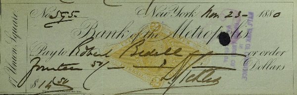 Union General DANIEL SICKLES - Check Written & Sig