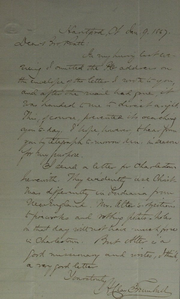 Clergyman HENRY CLAY TRUMBULL-Autograph Ltr Signed