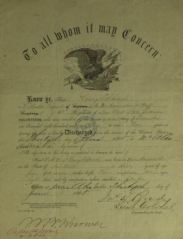 63rd NEW YORK- Illustrated Discharge June 30, 1865