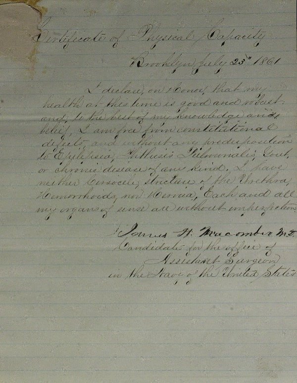 NAVY SURGEON APPLICATION-1861 incl Complete Ques