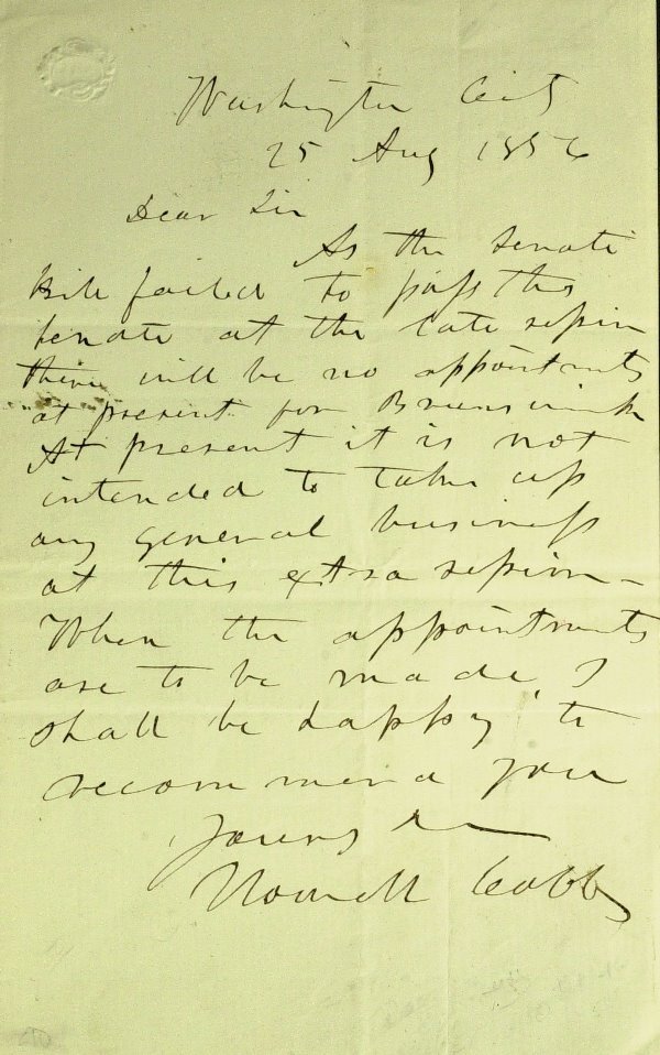 CSA General HOWELL COBB - Autograph Ltr Signed