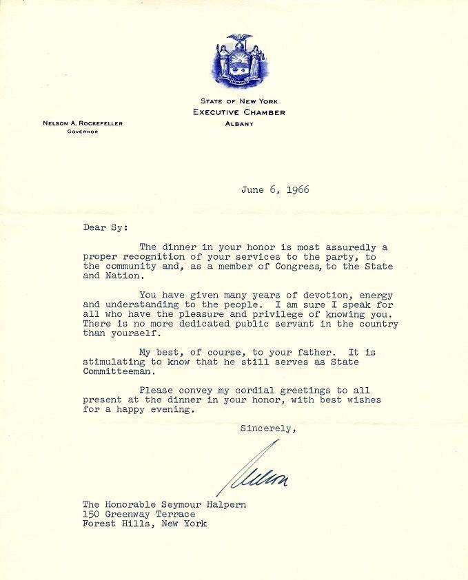 Vice Pres NELSON ROCKEFELLER - Typed Ltr: Nelson Rockefeller (1908-1979) Politician. Rockefeller was elected governor of New York, serving four terms. Later, in 1974, he was appointed vice president of the United States by President Gerald F
