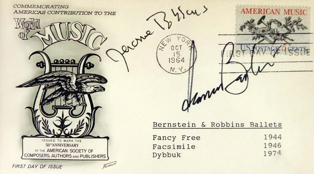 LEONARD BERNSTEIN and JEROME ROBBINS - Postal Cvr: Leonard Bernstein and Jerome Robbins (1918-1998) Ribbins worked in classical ballet, on stage, film, and television. . He was a five-time Tony Award-winner and a recipient of the Kennedy Center Honors
