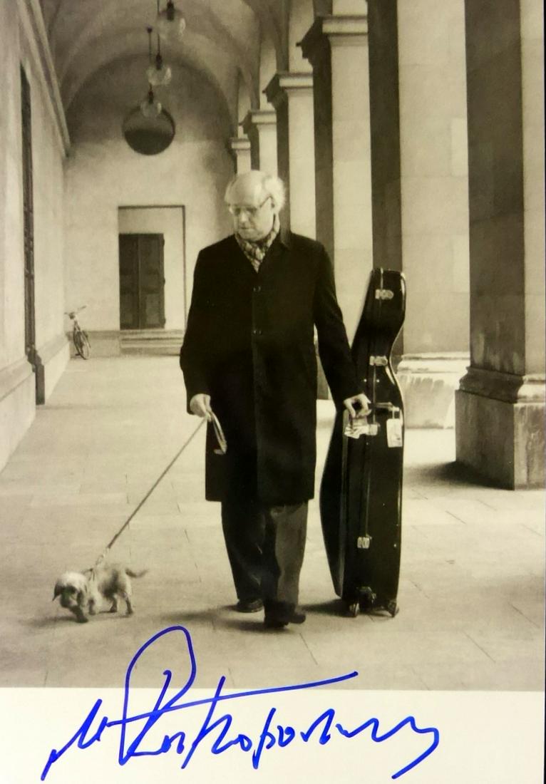 Cellist MSTISLAV ROSTTROPOVICH - Photo Signed: Mstislav Rosttropovich (1927-2007) Russian cellist. Mstislav Rosttropovich’s international performances and public appearances symbolized the struggle of intellectuals against the rigid Soviet Commu