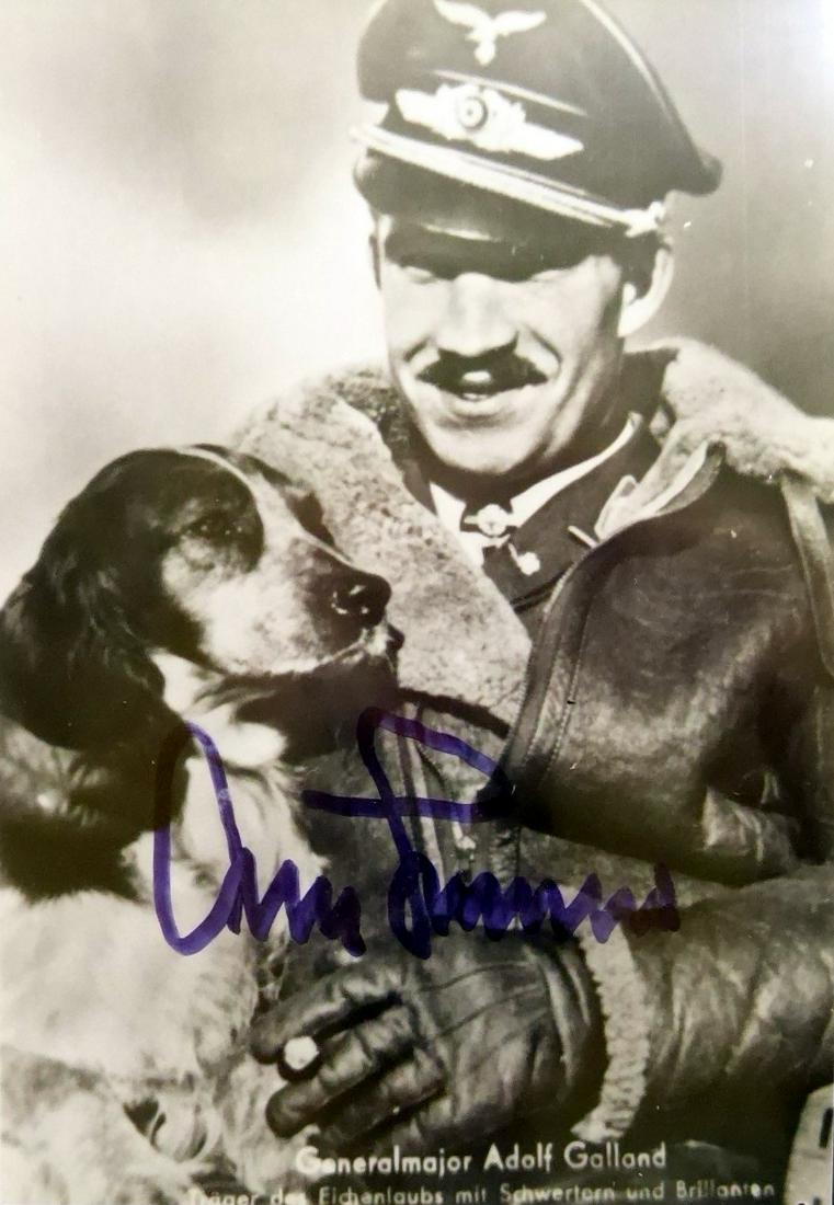 German Air Ace ADOLPH GALLAND - Photo Signrd: Adolph Galland (1912-1996) German General, air ace. Galland served throughout the Second World War in Europe. He flew 705 combat missions, and fought on the Western and the Defense of the Reich fronts