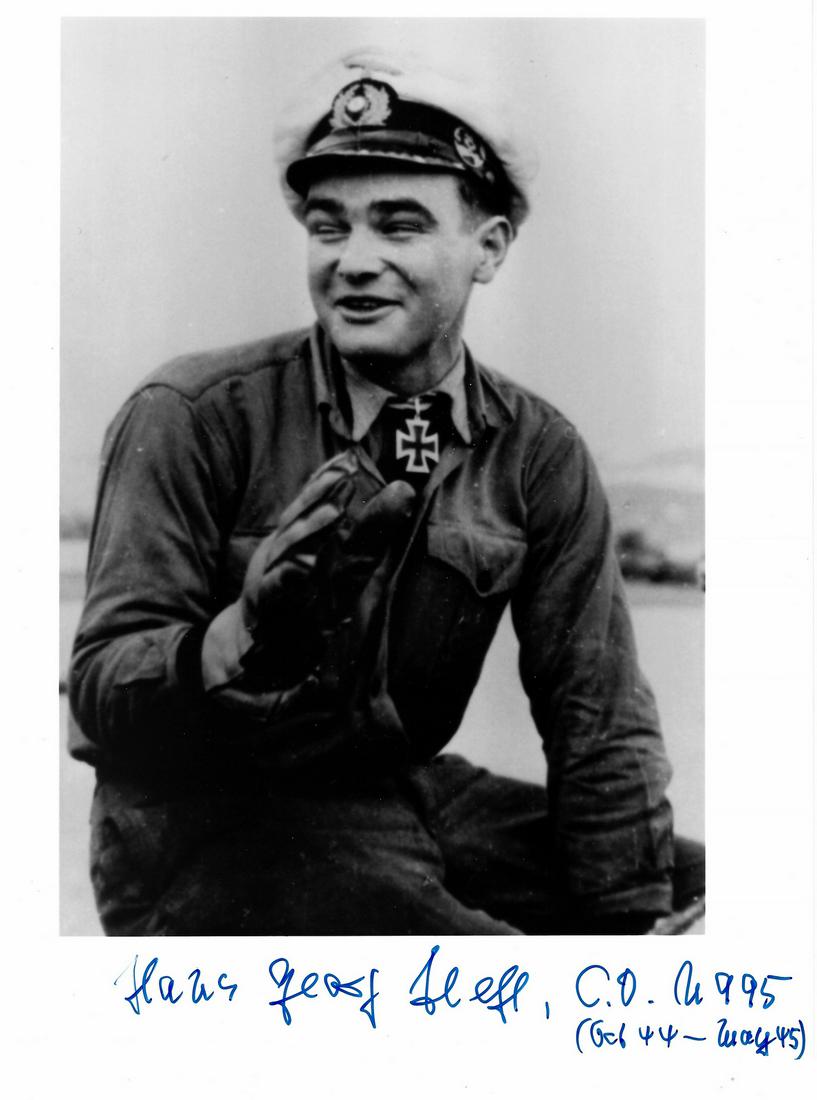 U-Boat Commander HANS GEORG HESS - Photo Signed: German U-Boats. Hans Georg Hess (1923-2008) Hess commanded a U-boat from 1944 until the end of the war. He sank five ships. 8” x 10” black and white photograph, signed in the lower margin.