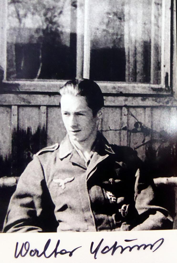 German Air Ace WALTER SCHUCK - Photo Signed: Walter Schuck (1920-2015) German air ace. Schuck served in the Luftwaffe from 1937 until the end of World War II. He claimed 206 enemy aircraft shot down in over 500 combat missions, eight of whic