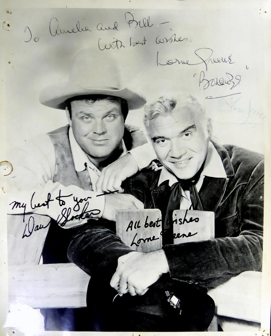 Actor LORNE GREENE - Photo Signed: Lorne Greene (1915-1987) Canadian actor. Greene’s television roles include Ben Cartwright on the western Bonanza, and Commander Adama in the original science fiction television series Battl
