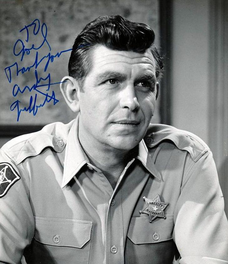 Comic Actor ANDY GRIFFITH - Photo Signed: Andy Griffith (1926-2012) Comic actor. Griffith is an actor and singer best known for his 1960s starring role in The Andy Griffith Show. He later returned to television in the drama Matlock. 7” x 9�