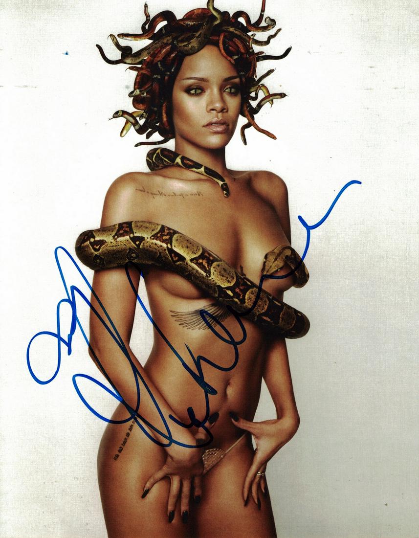 Barbadian Singer RIHANNA - Photo Signed: Rihanna (Robyn Rihanna Fenty) (1988- ) Barbadian singer, actress. Rihanna is one of the world's best-selling music artists. Her accolades include nine Grammy Awards, 13 American Music Awards, 12 Billb