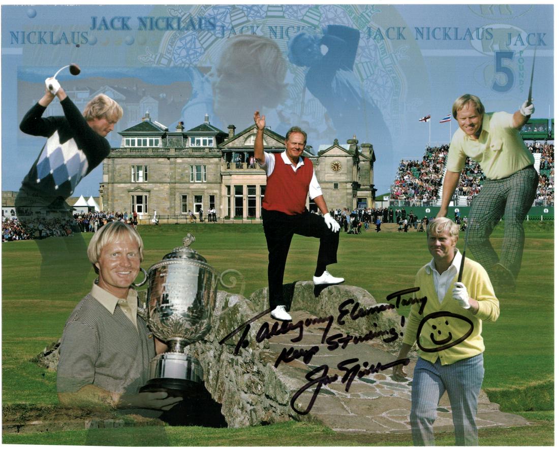 Golfer JACK NICKLAUS - Composite Photo Signed: Jack Nicklaus (1940- ) Golfer. Nicklaus is widely regarded as the greatest golfer of all time, winning a total of 18 career major championships, while producing 19 second-place and 9 third-place finis