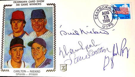 HOF CARLTON,SPAHN etc Signed Envelope