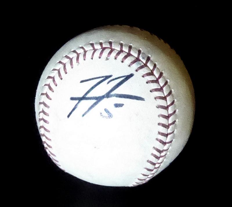 Baseball Signed by Three Braves All-Stars: Atlanta Braves Baseball. Official MLB ball (Selig) signed by: Freddie Freeman, Craig Kimbrall and Martin Prado. Ball is showing some toning. COA from PSA included.