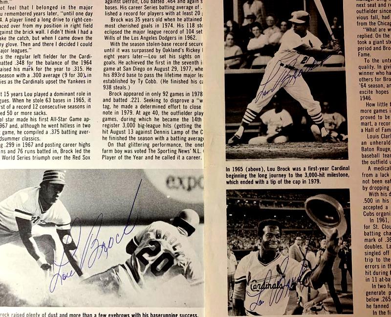 Cardinal Great LOU BROCK 3 Signed Items (1 of 1)