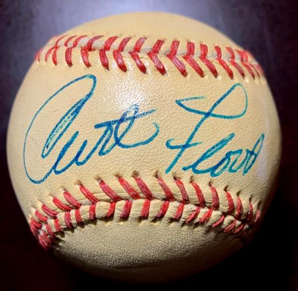Rare CURT FLOOD Signed Baseball (1 of 1)