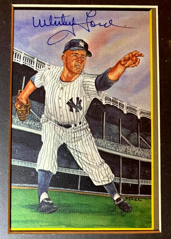 HOF Pitcher WHITEY FORD Signed Card: Edward Charles "Whitey" Ford (1928-) Pitcher. Ford played his entire 16-year Major League Baseball (MLB) career with the New York Yankees. He was elected to the Baseball Hall of Fame in 1974. Signed 6