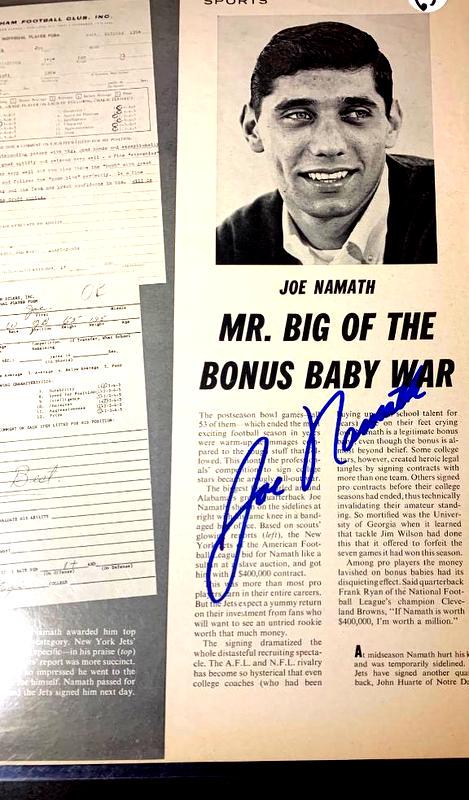 NFL Legend JOE NAMATH Signed Magazine Page (1 of 1)