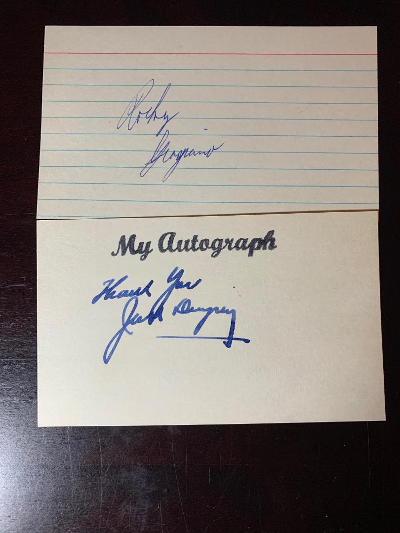Boxing Greats DEMPSEY and GRAZIANO Signed Cards (1 of 1)