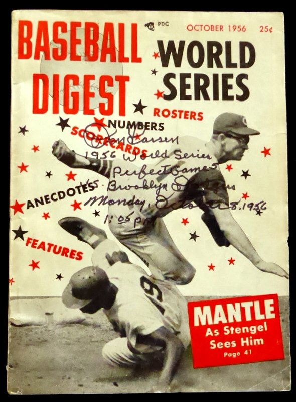 Perfect Game DON LARSEN-Oct 1956 Baseball Digest Signed (1 of 1)