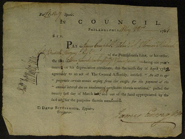 Morris Partner JOHN NICHOLSON - Payorder Signed 178: John Nicholson (1757-1800) Land owner, politician. Nicholson together with Robert Morris formed numerous land speculation companies. Nicholson claimed ownership to more than 3.7 million acres covering
