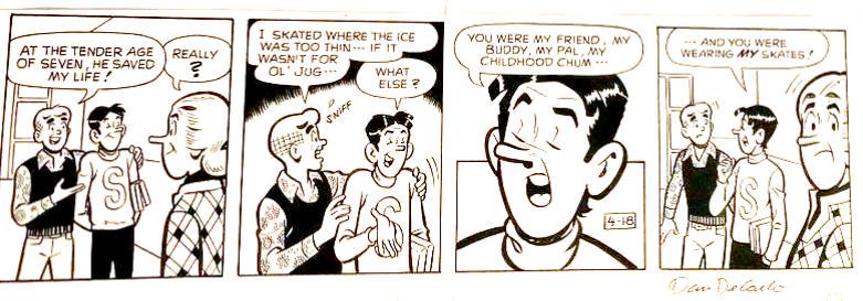 Archie Cartoonist DAN DeCARLO - Four Panel Strip: Dan DeCarlo (1919-2001) Cartoonist. DeCarlo is best known for having developed the look of Archie Comics in the late 1950s and early 1960s, modernizing the characters to their contemporary appearance.