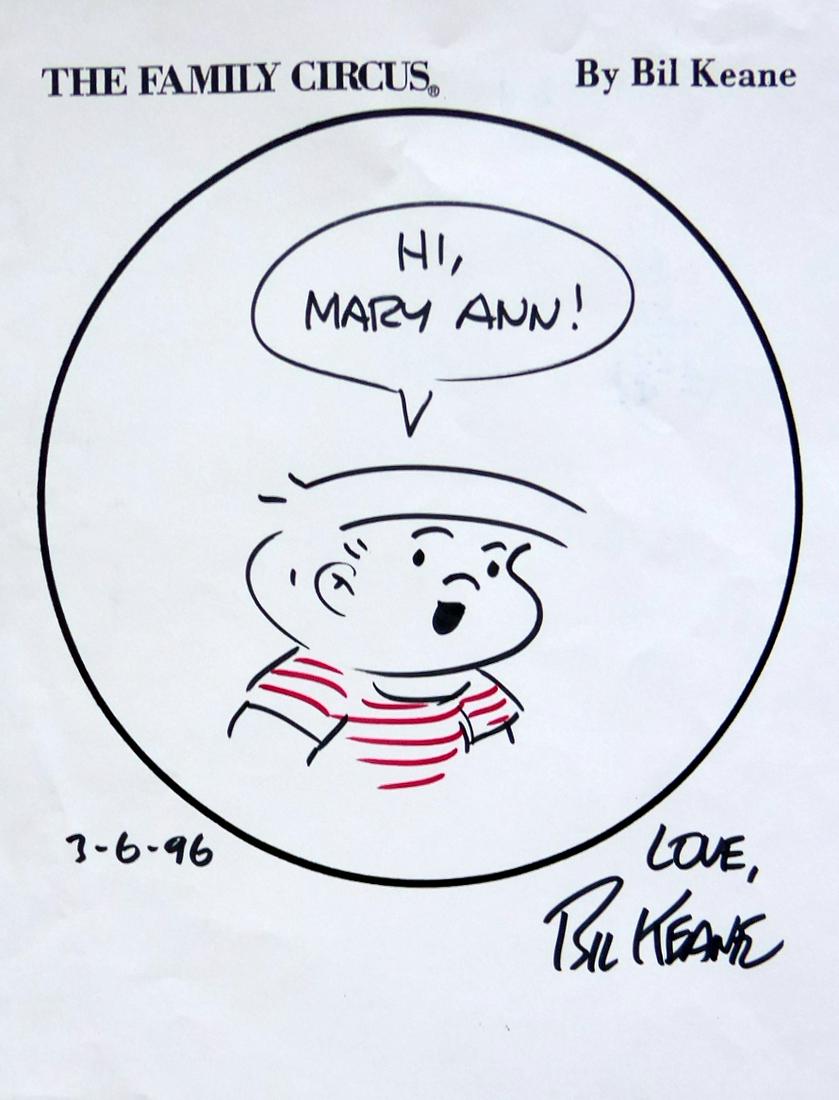 Family Circus Cartoonist BIL KEANE - Sketch: Bil Keane (1922-2011) Cartoonist. Keane was most notable for his work on the long-running newspaper comic The Family Circus. It began in 1960 and continues in syndication, drawn by his son Jeff. 8 ½�
