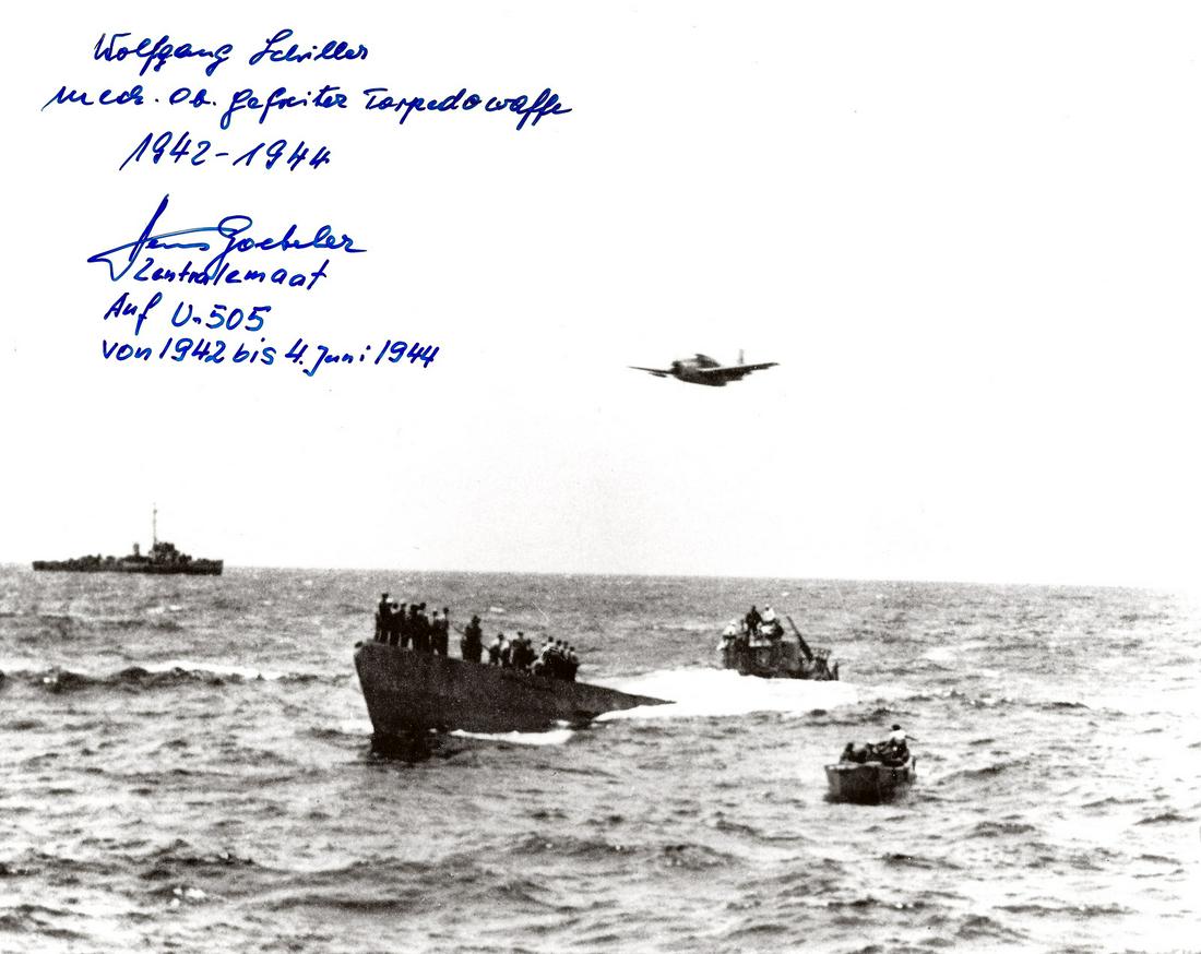 Capture U Boat 505 SCHILLER, GOEBLER - Photo: German U-Boats. Dramatic 10” x 8” black and white photograph of the capture of u-boat U-505, June 4, 1944 by Captain Daniel Galley, who was awarded the Congressional Medal of Honor for this action